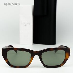 BRAND NEW Saint Laurent SLM127/F 003 Shiny Havana Green Cat Eye Women Sunglasses